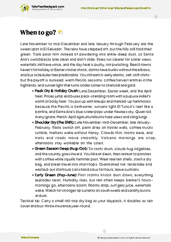 example page 3 from our offline Travel Guide for El Salvador